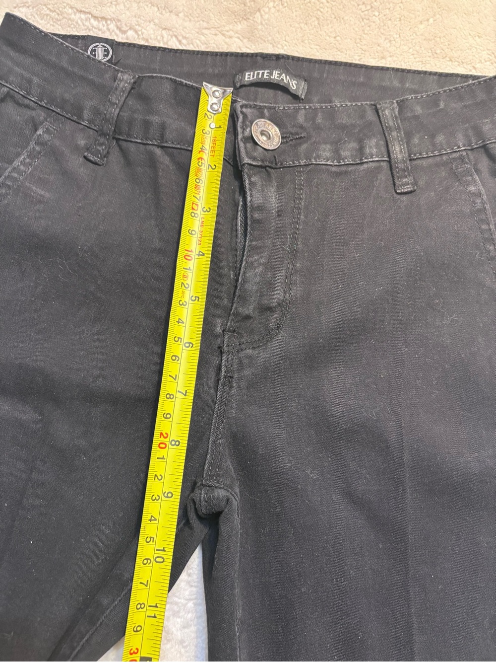 Elite Jeans Boot-Cut Pants Size 5 Jrs Black Classic Flare Y2K Cotton Stretch - Picture 14 of 15